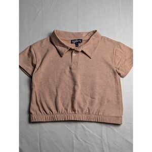 Freshman 1996  Nordstrom Girls Peach Heathered Cropped Polo Shirt Size S 7